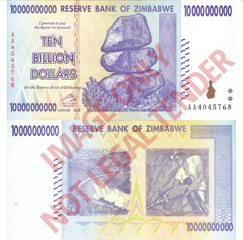 Zimbabwe Z$10 Billion 2008 Banknote [AA4045768]